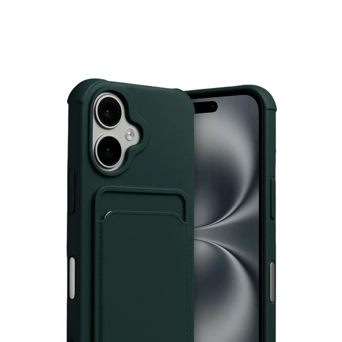 USLUCAN ALIŞVERİŞ Apple iPhone 17 Kelvin Kartvizitli Silikon - Koyu Yeşil