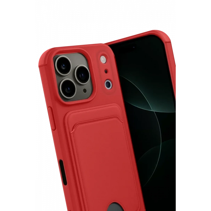 USLUCAN ALIŞVERİŞ Apple iPhone 17 Pro Kelvin Kartvizitli Silikon - Kırmızı