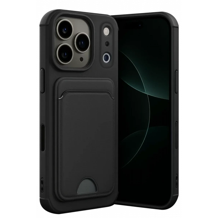 USLUCAN ALIŞVERİŞ Apple iPhone 17 Pro Max Kelvin Kartvizitli Silikon - Siyah