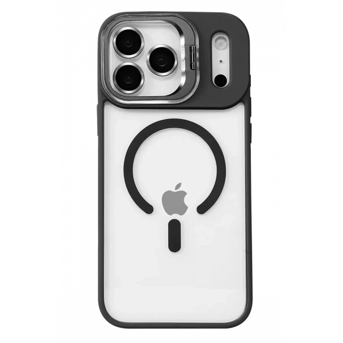 USLUCAN ALIŞVERİŞ Apple iPhone 17 Pro Max Remim Lensli Magsafe Standlı Kapak - Siyah