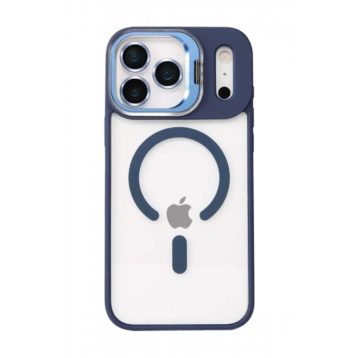 USLUCAN ALIŞVERİŞ Apple iPhone 17 Pro Remim Lensli Magsafe Standlı Kapak - Lacivert