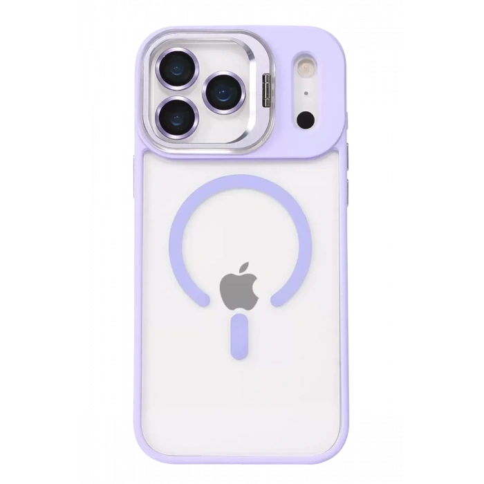USLUCAN ALIŞVERİŞ Apple iPhone 17 Pro Remim Lensli Magsafe Standlı Kapak - Lila