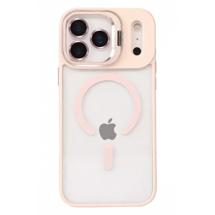 USLUCAN ALIŞVERİŞ Apple iPhone 17 Pro Remim Lensli Magsafe Standlı Kapak - Pembe