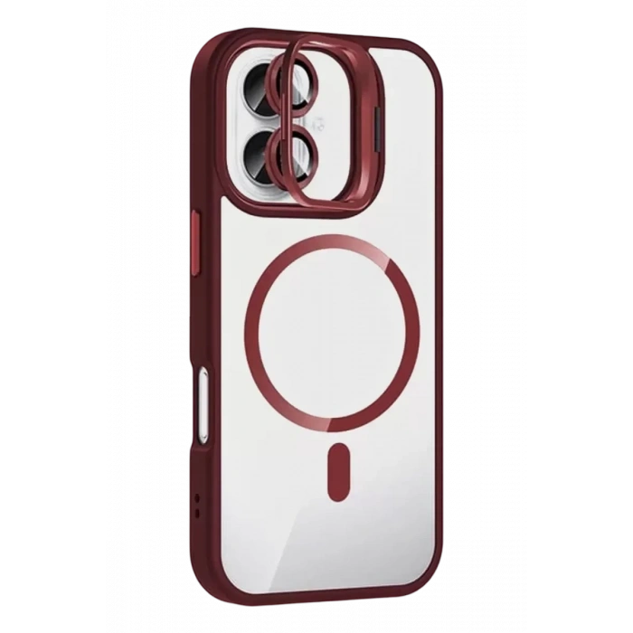 USLUCAN ALIŞVERİŞ Apple iPhone 17 Remim Lensli Magsafe Standlı Kapak - Bordo