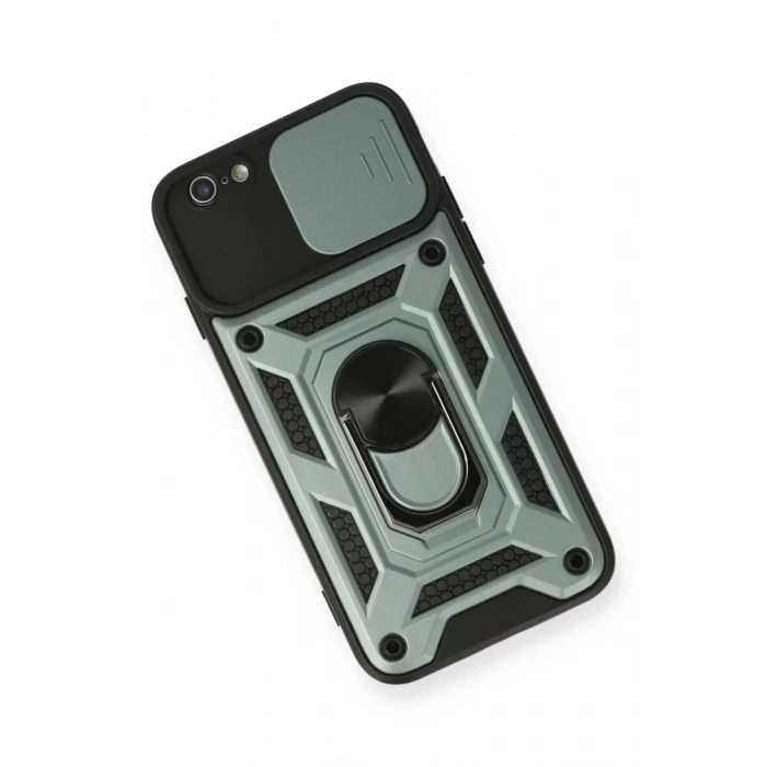 USLUCAN ALIŞVERİŞ Apple iPhone 6 Kılıf Pars Lens Yüzüklü Silikon - Yeşil