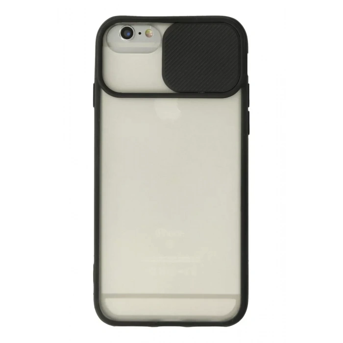 USLUCAN ALIŞVERİŞ Apple iPhone 6 Plus Kılıf Palm Buzlu Kamera Sürgülü Silikon - Siyah