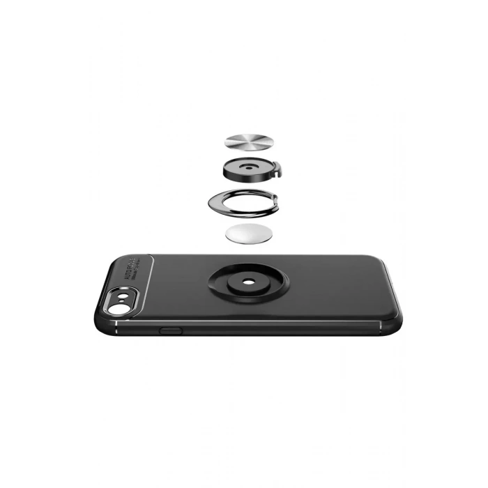 USLUCAN ALIŞVERİŞ Apple iPhone 7 Kılıf Range Yüzüklü Silikon - Kırmızı