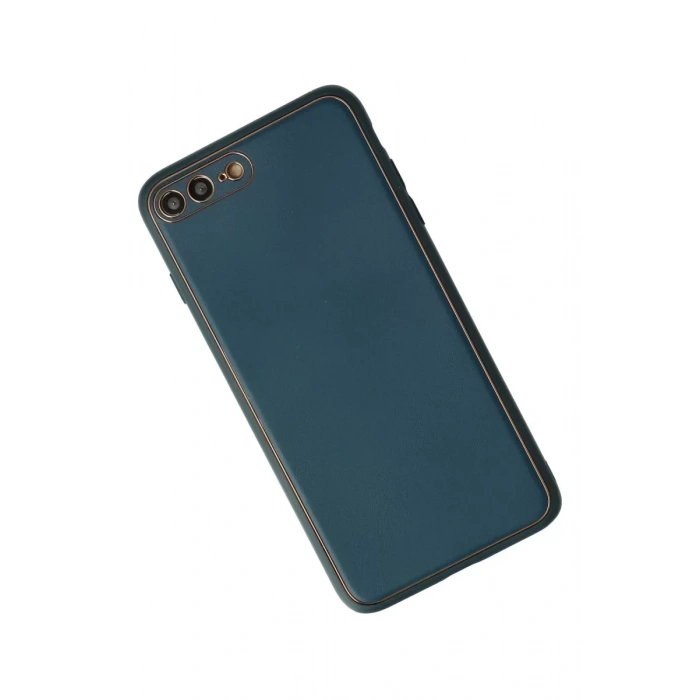 USLUCAN ALIŞVERİŞ Apple iPhone 7 Plus Kılıf Coco Deri Silikon Kapak - Mavi