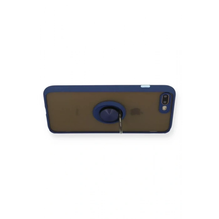 USLUCAN ALIŞVERİŞ Apple iPhone 7 Plus Kılıf Montreal Yüzüklü Silikon Kapak - Lacivert