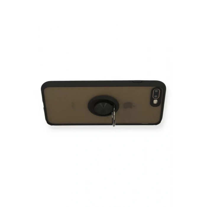 USLUCAN ALIŞVERİŞ Apple iPhone 7 Plus Kılıf Montreal Yüzüklü Silikon Kapak - Siyah
