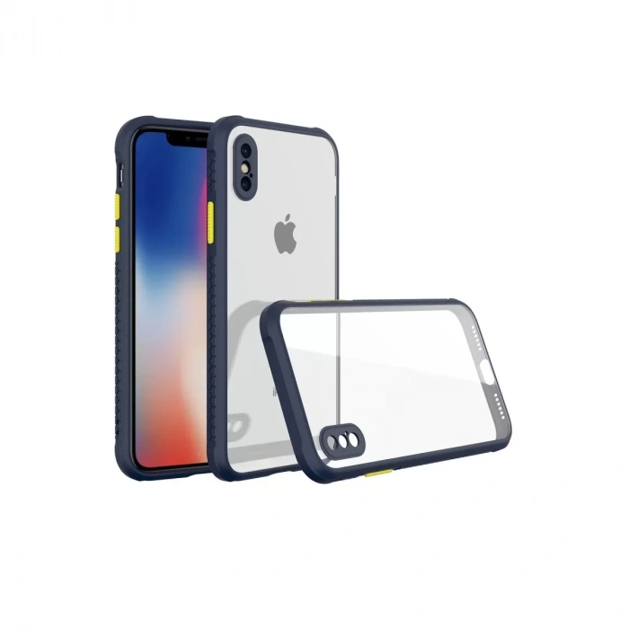 USLUCAN ALIŞVERİŞ Apple iPhone XS Max Kılıf Miami Şeffaf Silikon - Lacivert