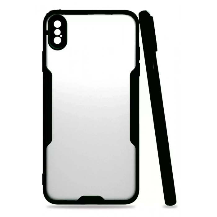 USLUCAN ALIŞVERİŞ Apple iPhone XS Max Kılıf Platin Silikon - Siyah