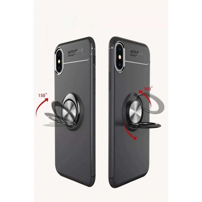 USLUCAN ALIŞVERİŞ Apple iPhone XS Max Kılıf Range Yüzüklü Silikon - Mavi
