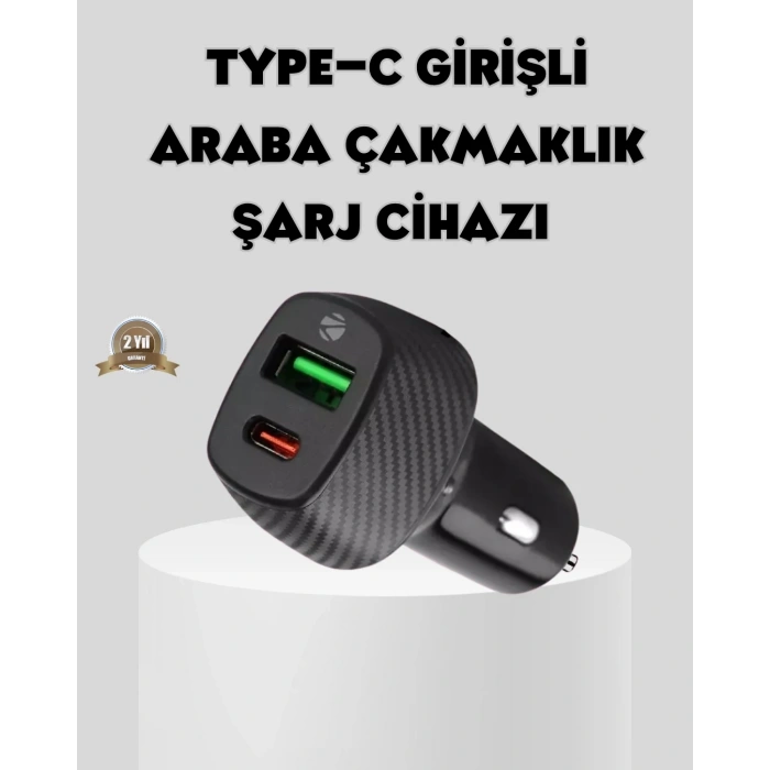 USLUCAN ALIŞVERİŞ Araç Tipi Hızlı Şarj Adaptörü Type-C PD USB Çift Port Kompakt