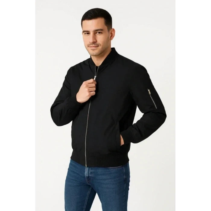 Arka Bomber Ceket - Siyah