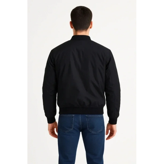 Arka Bomber Ceket - Siyah