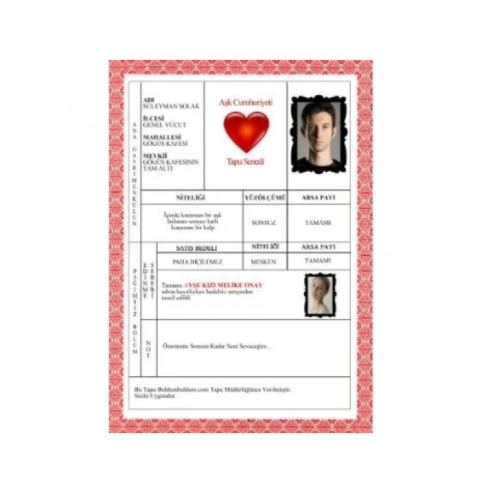 USLUCAN ALIŞVERİŞ Aşk Cumhuriyeti Tapusu