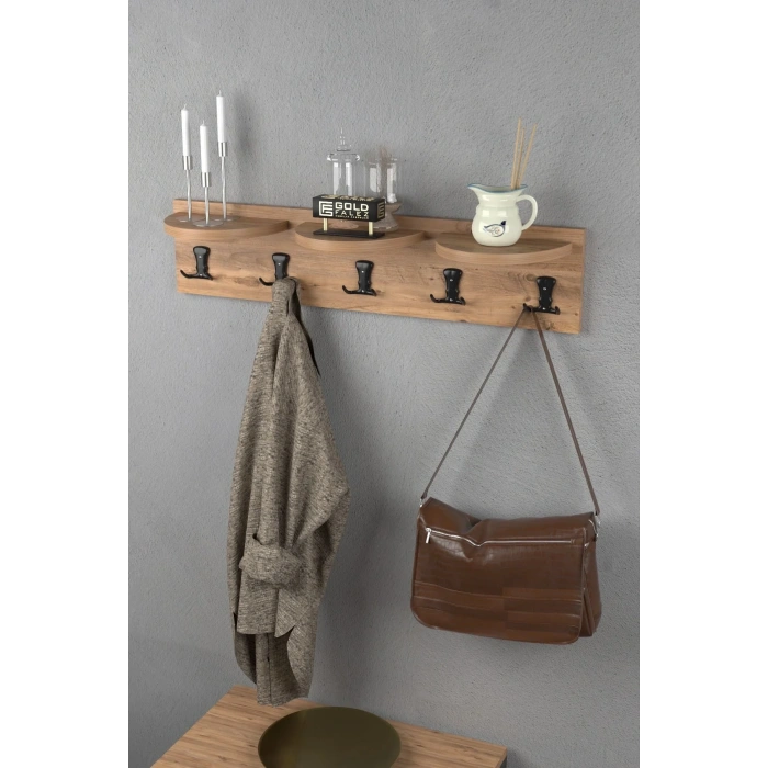 USLUCAN ALIŞVERİŞ Askılık Duvar Elbise Askılığı Portmanto 80 Cm Ceviz