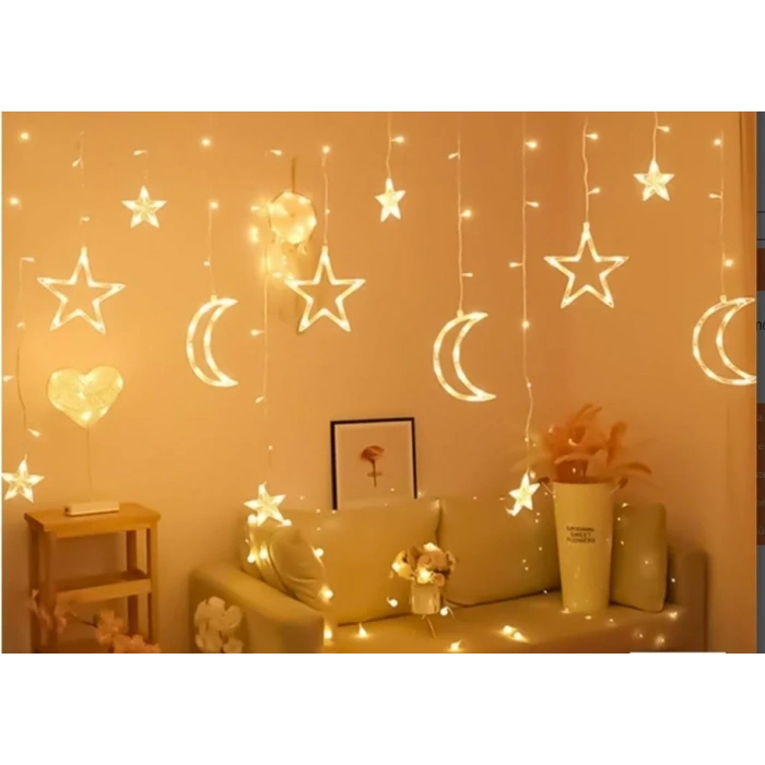 USLUCAN ALIŞVERİŞ Ay Yıldız Perde Led 3m