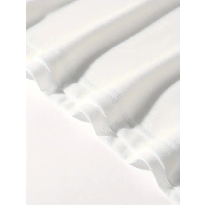 USLUCAN ALIŞVERİŞ Baskılı Oversize Bisiklet Yaka T-shirt - Beyaz