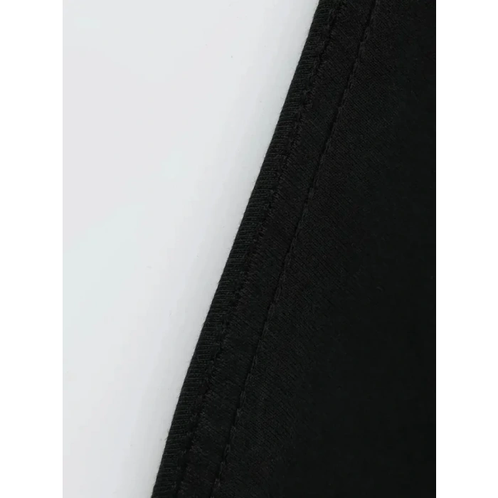 USLUCAN ALIŞVERİŞ Baskılı Oversize Bisiklet Yaka T-shirt - Siyah