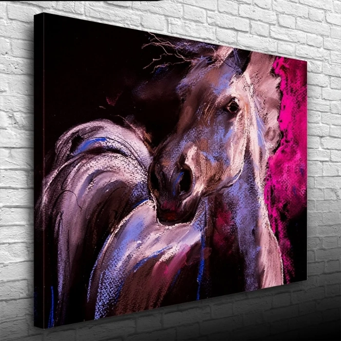 USLUCAN ALIŞVERİŞ Beyaz At Yağlıboya Kanvas Tablo 50 x 70