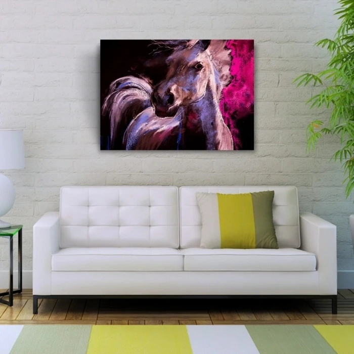 USLUCAN ALIŞVERİŞ Beyaz At Yağlıboya Kanvas Tablo 50 x 70