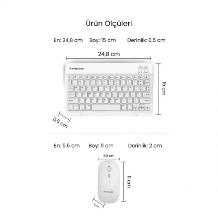 USLUCAN ALIŞVERİŞ Beyaz Kablosuz Klavye Ve Mouse Seti