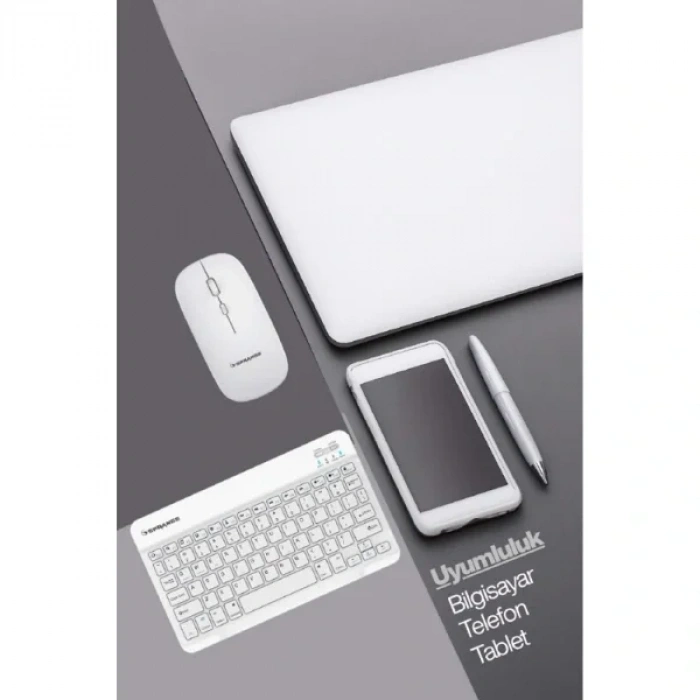 USLUCAN ALIŞVERİŞ Beyaz Kablosuz Klavye Ve Mouse Seti