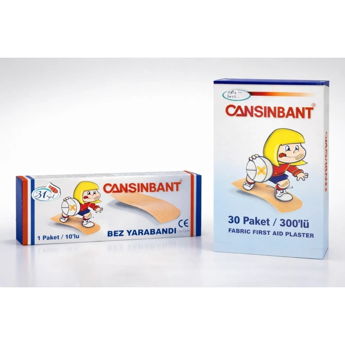 USLUCAN ALIŞVERİŞ Cansinbant Bez Yarabandı 10 lu 1 Paket 1,9 x 7,2 cm Fabric First Aid Plaster