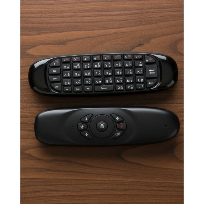 USLUCAN ALIŞVERİŞ Çift Taraflı Hava Mouse Kablosuz Klavye ve Uzaktan Kumanda