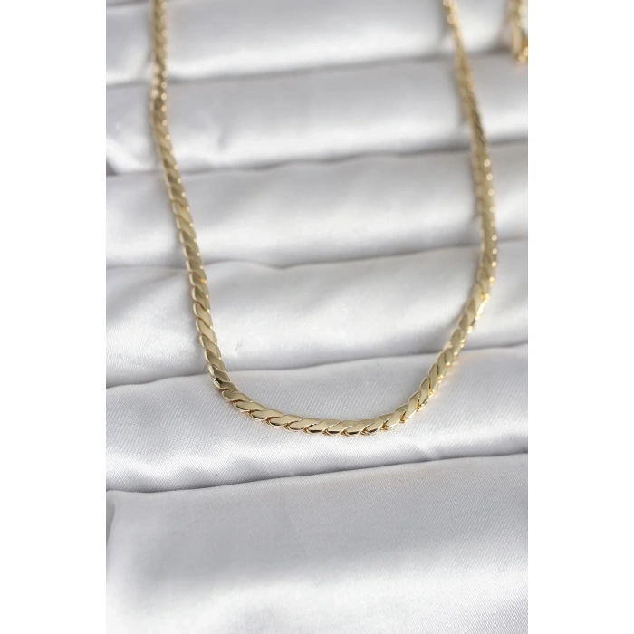 USLUCAN ALIŞVERİŞ CM 14K Gold Renk Yassı Model 60 cm Kadın Kolye