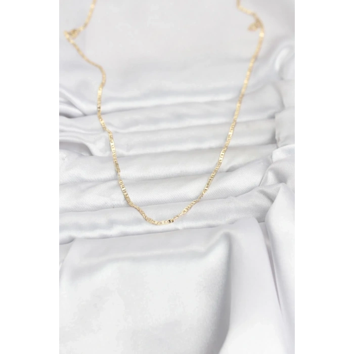 USLUCAN ALIŞVERİŞ CM 14K Gold Renk Yassı Zincir Model 60 cm Kadın Kolye