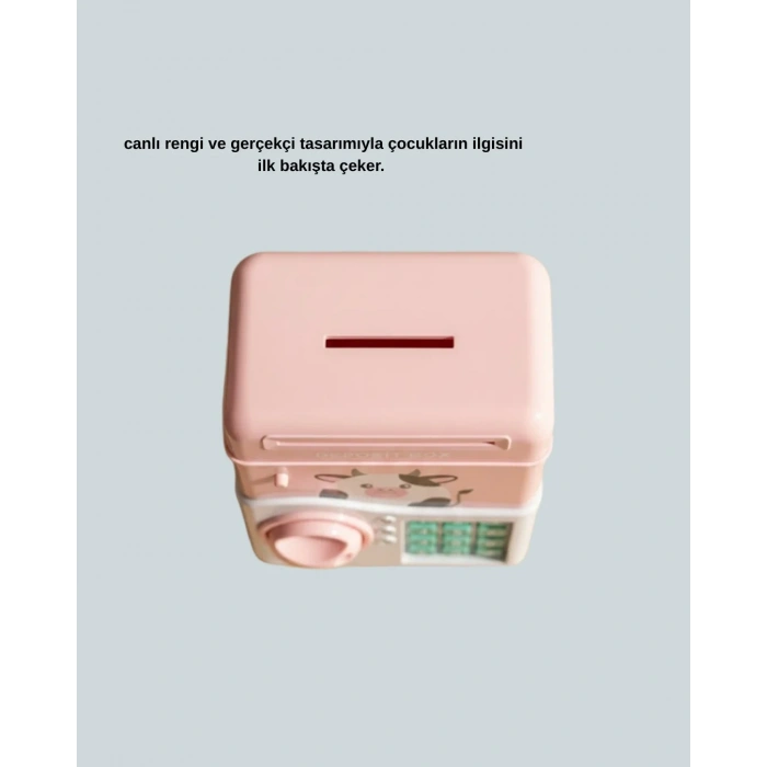 USLUCAN ALIŞVERİŞ Çocuklar İçin Pembe ATM Görünümlü Elektronik Kumbara