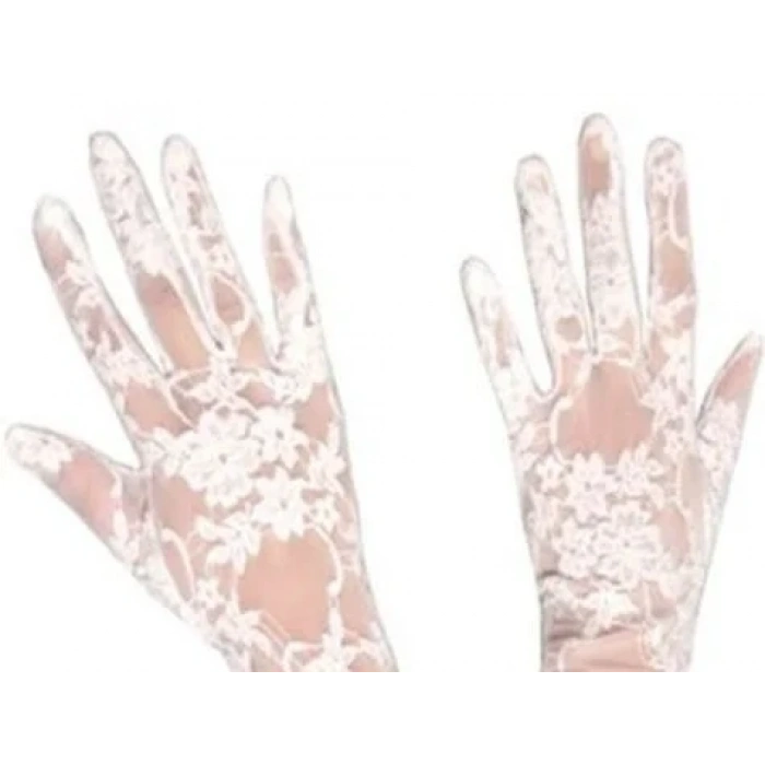 USLUCAN ALIŞVERİŞ Dantelli Gelin Eldiveni - Beyaz Kısa