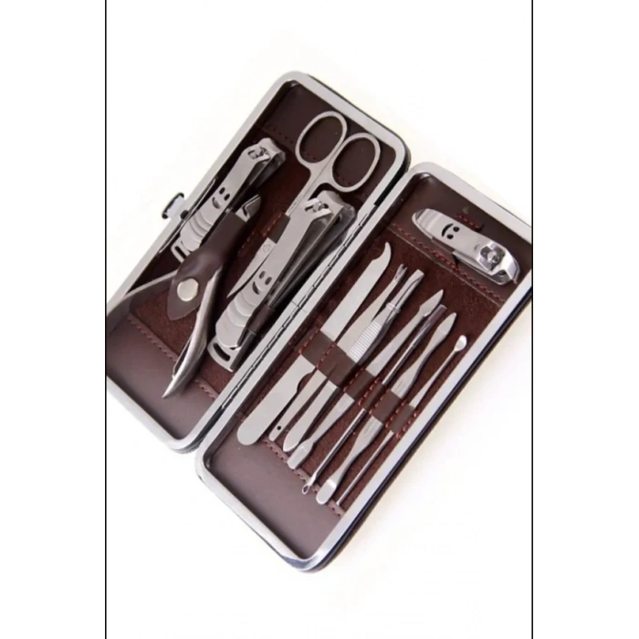USLUCAN ALIŞVERİŞ Deri Çantalı 12li Manikür Seti