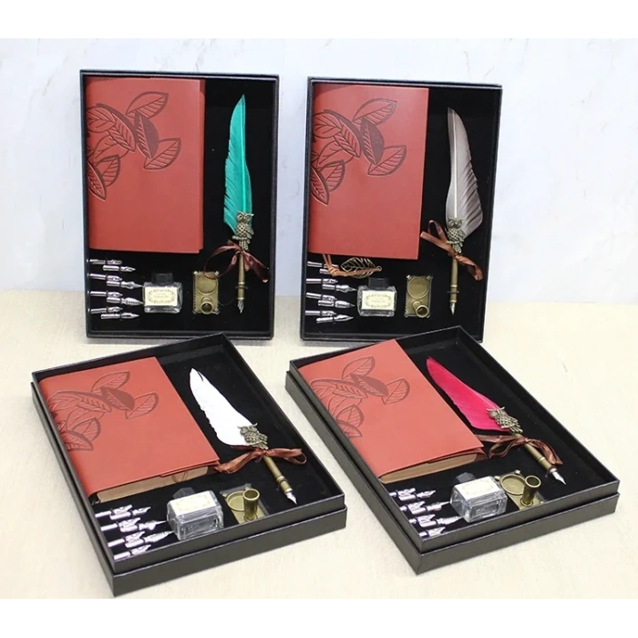 USLUCAN ALIŞVERİŞ Deri Defterli Divit Hokka Seti Model 1