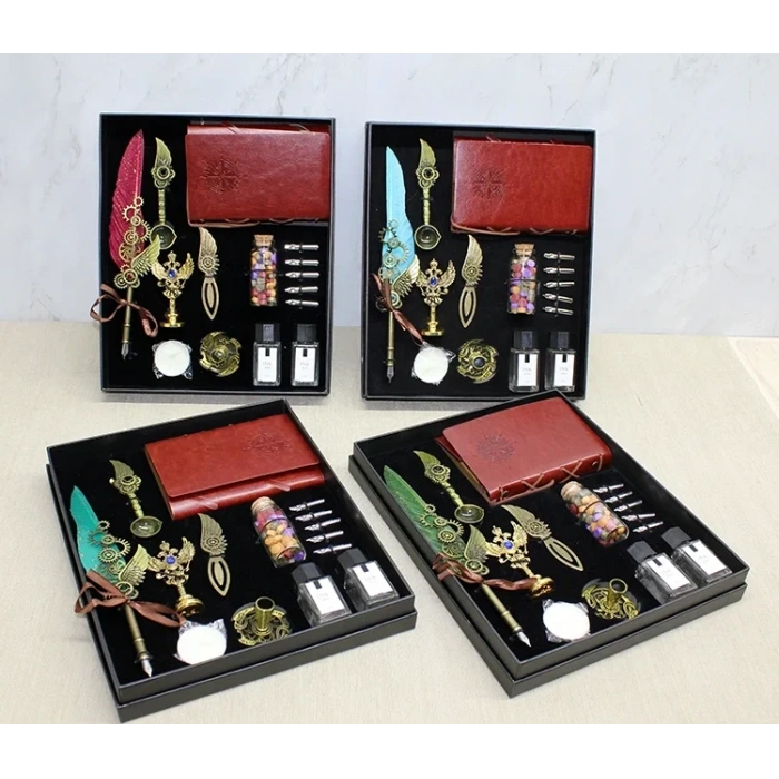 USLUCAN ALIŞVERİŞ Deri Defterli Divit Hokka Ve Mühür Seti Model 1