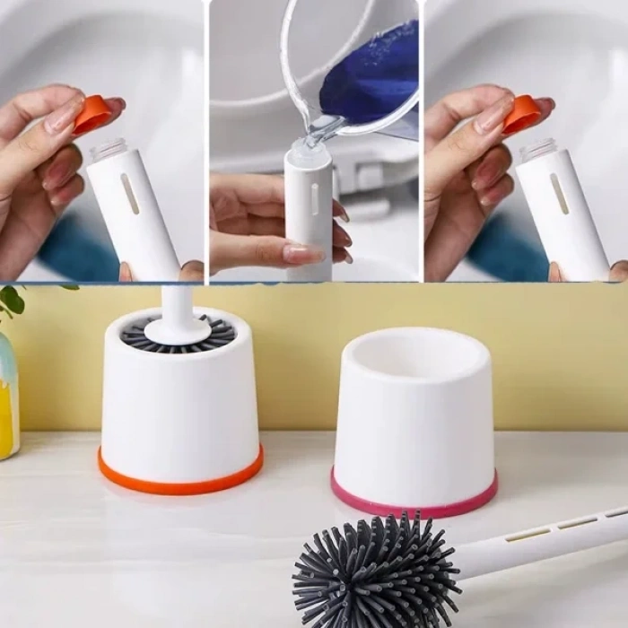 USLUCAN ALIŞVERİŞ Deterjan Hazneli Silikon Tuvalet Fırçası
