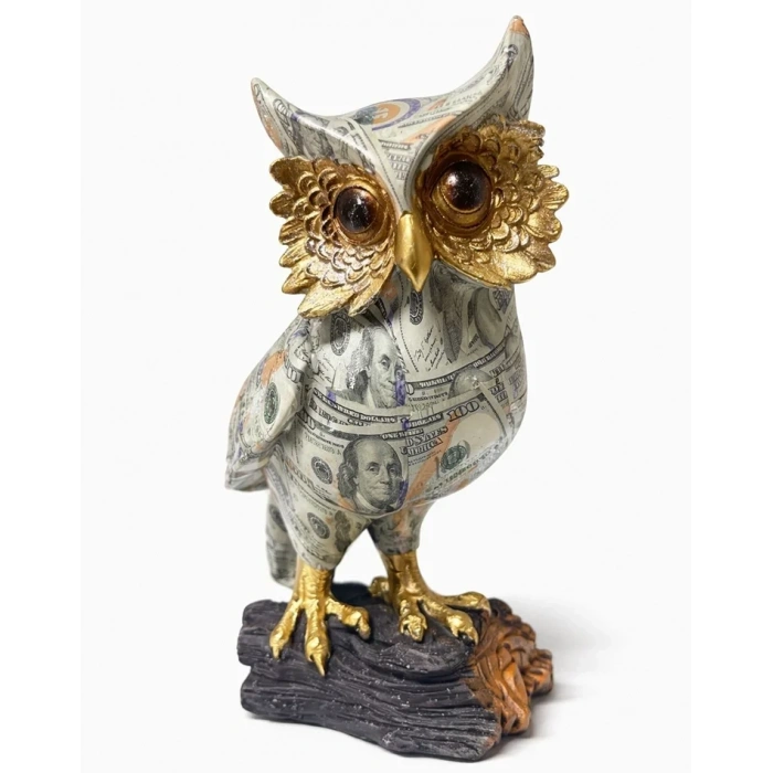 USLUCAN ALIŞVERİŞ Dolar Baskılı Özel Tasarım Polyester Baykuş - 22x13 cm