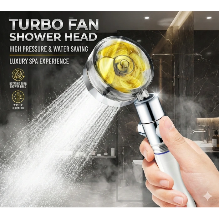 USLUCAN ALIŞVERİŞ Duş Başlığı Turbo Pervaneli Serinletici Tasarım