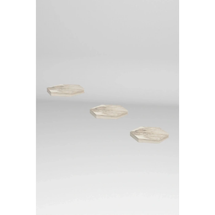 USLUCAN ALIŞVERİŞ Duvar Rafı Dekoratif 3 Adet Çiçeklik Altıgen Efes