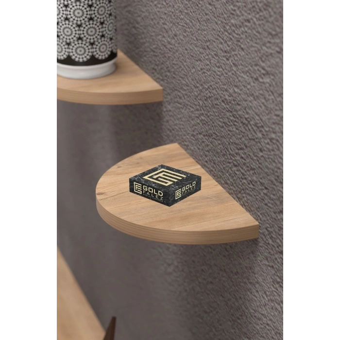 USLUCAN ALIŞVERİŞ Duvar Rafı Dekoratif 3 Adet Çiçeklik Oval Ceviz