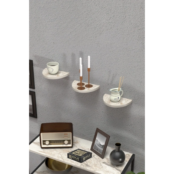 USLUCAN ALIŞVERİŞ Duvar Rafı Dekoratif 3 Adet Çiçeklik Oval Efes