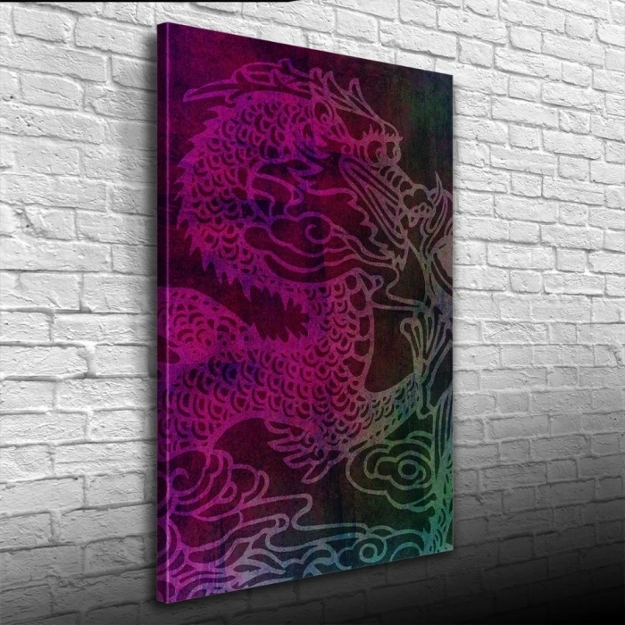 USLUCAN ALIŞVERİŞ Ejderha Çizimi Mor Tonlarda Kanvas Tablo 50 x 70