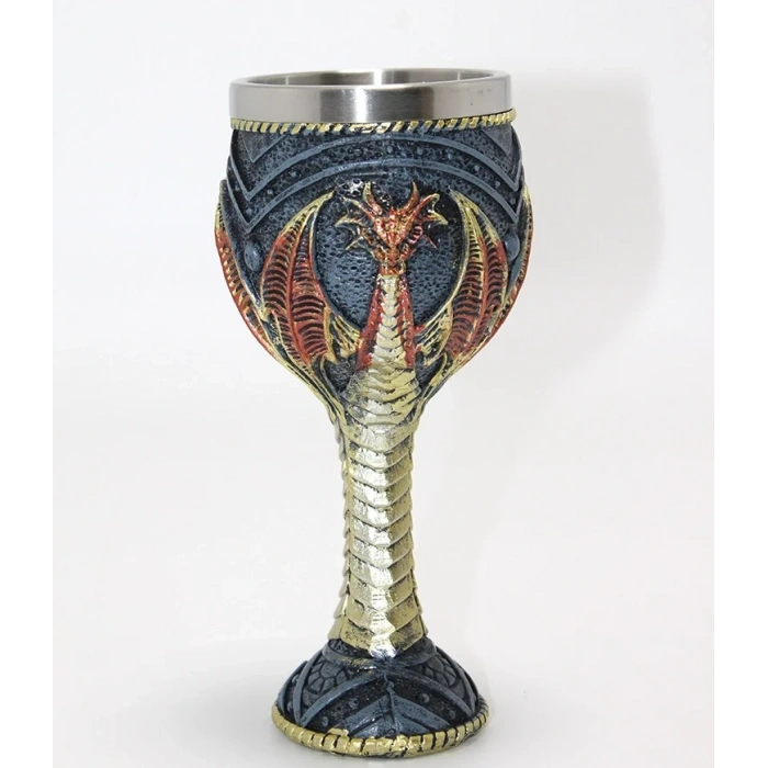 USLUCAN ALIŞVERİŞ Ejderha Tasarımı 3D Kabartmalı Çelik Kadeh Bardak