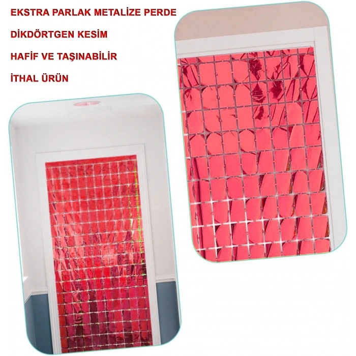 USLUCAN ALIŞVERİŞ Kırmızı Disko Dikdörtgen Kesim Kapı Perdesi