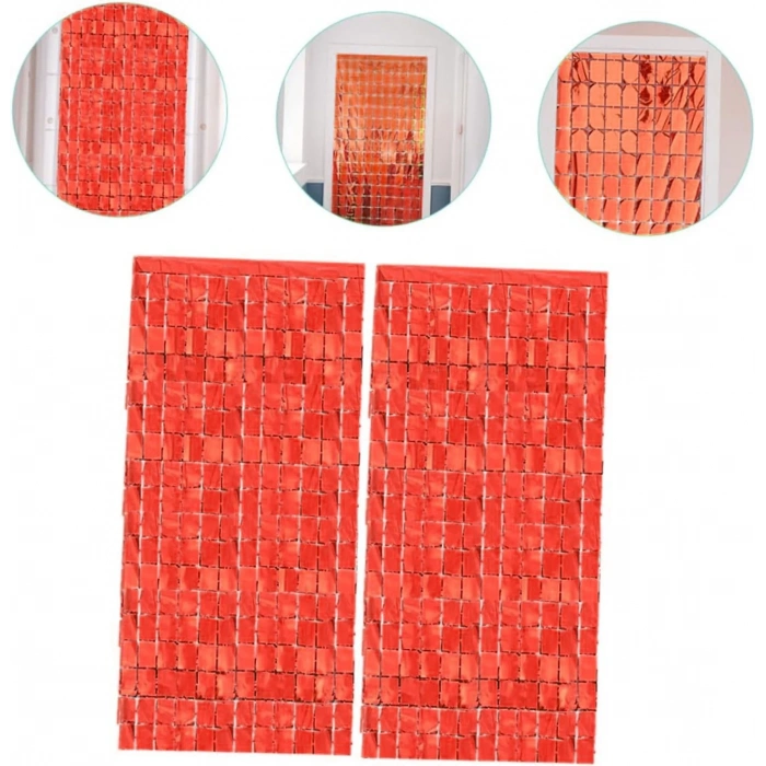 USLUCAN ALIŞVERİŞ Kırmızı Disko Dikdörtgen Kesim Kapı Perdesi