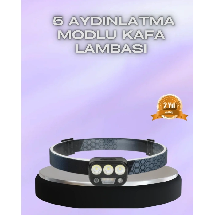 USLUCAN ALIŞVERİŞ El Hareket Sensörlü LED Kafa Feneri 5 Mod Ayarlanabilir