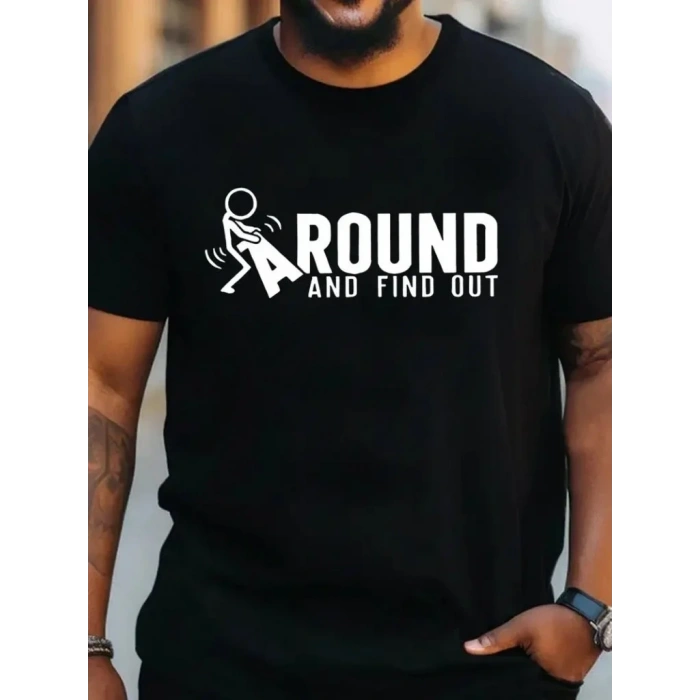 USLUCAN ALIŞVERİŞ Erkek Around Baskılı Süprem T-shirt